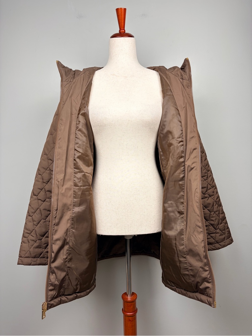 Laundry by Shelli Segal Quilted Hooded Puffer Coat Jacket Brown XL - Picture 8 of 10